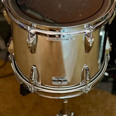 REMO Acousticon R Series 12x10" Rack Tom Drum w/Pinstripe head 1990s - Chrome Quadura wrap image 2