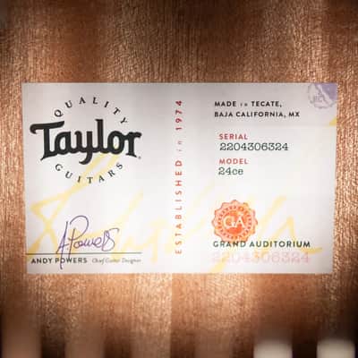 Taylor 24ce Grand Auditorium Acoustic/Electric Guitar with Gig Bag image 14