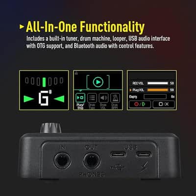 Multi Effects Guitar Pedal with 9 Effects Modules 100 Drum Rhythms and Looper 100 Presets 20 Amp/Cab Electric Guitar Effects Processor USB Audio Interface (Grey) image 2