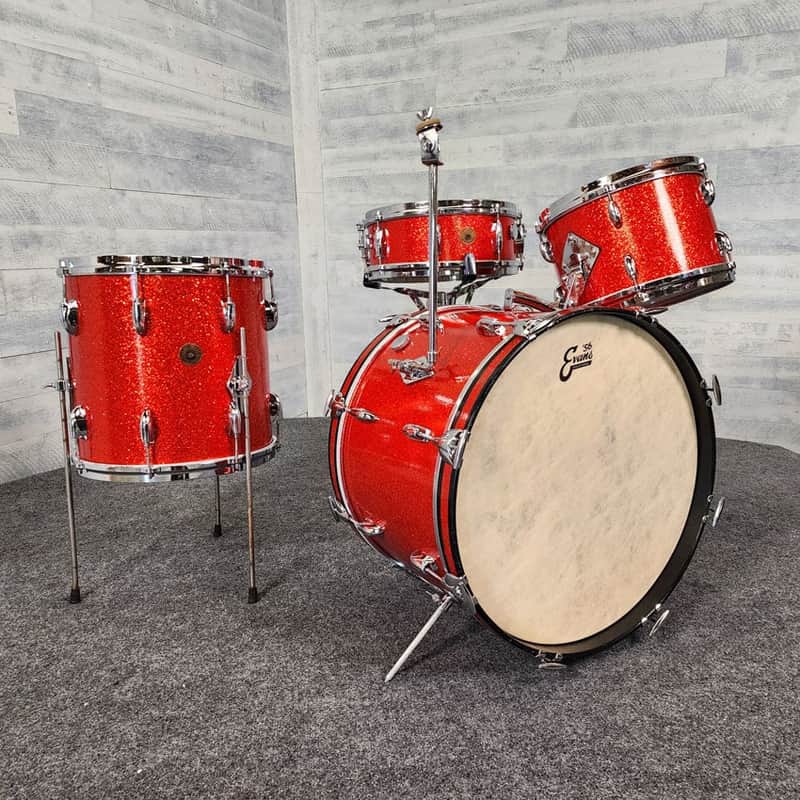 Used Vintage Gretsch Progressive Jazz Drum Set 1960s Tangerine - Very Good image 1
