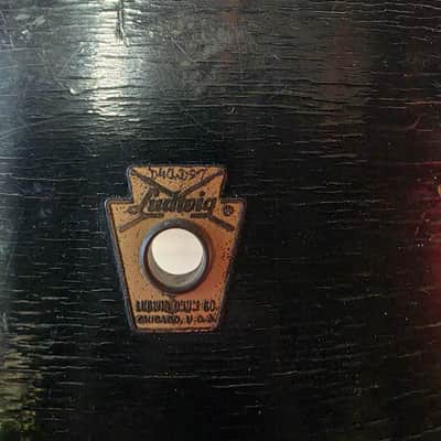 Ludwig No. 996-1 Club Date Outfit 8x12" / 14x14" / 14x20" Drum Set with Keystone Badges 1964 - 1968 - Black / Gold Duco Lacquer image 5