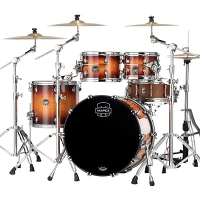 Mapex Saturn Evolution Exotic Classic Birch Exotic Sunburst Lacquer Chrome Hardware Drums 22x16_10x7_12x8_16x14 Shell Pack Auth Dealer image 2