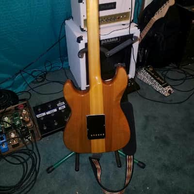 Fender Strat Locking Trem Neck Thru Burl Top Trans Cherry Brust image 5