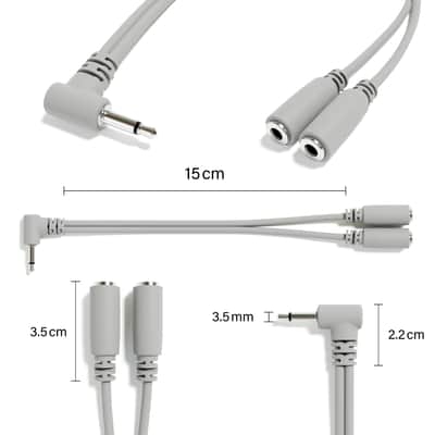 ExcelValley [Grey] 5-Pack - Right Angle Mono Splitter Y Patch Cables - TS 3.5mm 1/8" Eurorack Synth Synthesizer image 2