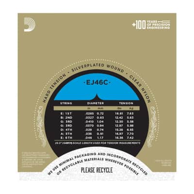 D'Addario EJ46C Pro-Arte Composite Classical Guitar Strings, Hard Tension image 3