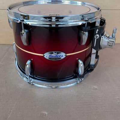 Pearl Masters Maple Complete 13"x9" Rack Tom W/ Super Hoop & Optimount - Red Burst Stripe image 1