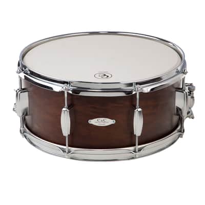 C&C Drum Company Player Date II 6.5x14 Snare Drum - Brown Mahogany Stain image 2