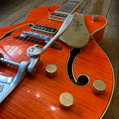 2017 Gretsch USA Custom Shop G6120WCST in Orange with orig. hard shell case and case candy image 16