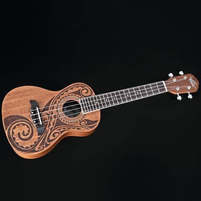 Oscar Schmidt OU2TAT All Mahogany Laser Etched Traditional Hawaiian Design 4-String Concert Ukulele image 3
