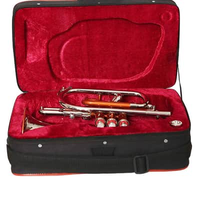SAI MUSICAL CORNET Bb PITCH COPPER COLOR +BRASS SILVER WITH CASE AND MP 2022 image 5