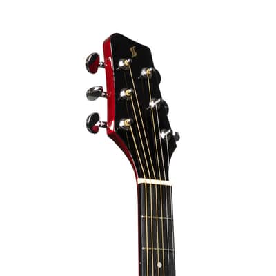 STAGG Auditorium Acoustic Guitar with Basswood Top in Vibrant Transparent Red image 6