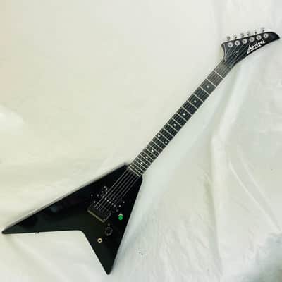 Vintage 1985 Larrivee Canada Voodoo Ofset V Neck Thru Body Black Electric Guitar image 2