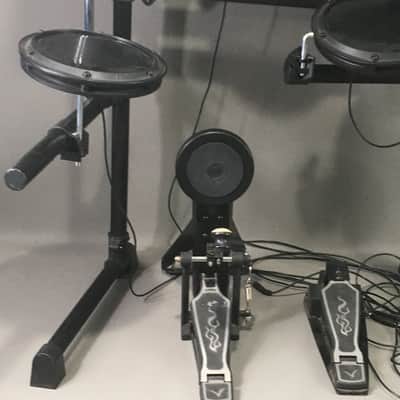 7-Piece Full Electronic Drum Kit Model E-ED001 2010 Black Rack + Cymbals Pedals Cables AC Adapter + Bonus Drum Stool image 2