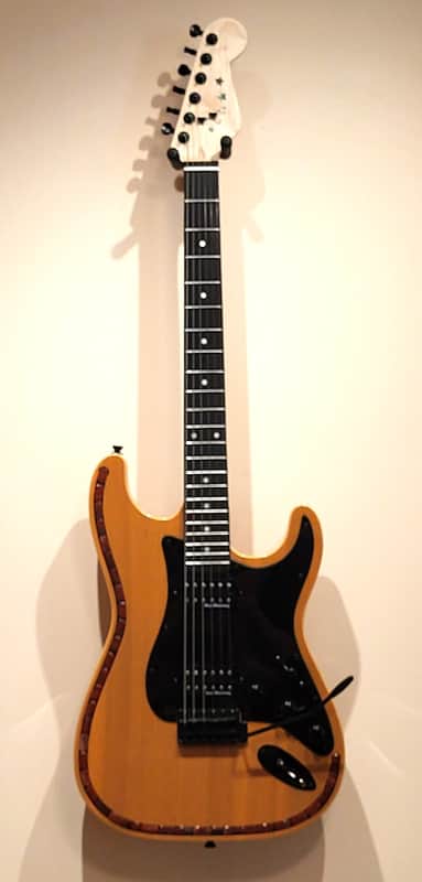 CUSTOM DESIGNED & CRAFTED - SOLID ASH STRAT STYLE W/BUTTERSCOTCH DOUBLE BOUND BODY W/RED APPLE JASPER - SERIAL #075 -  2025 image 1