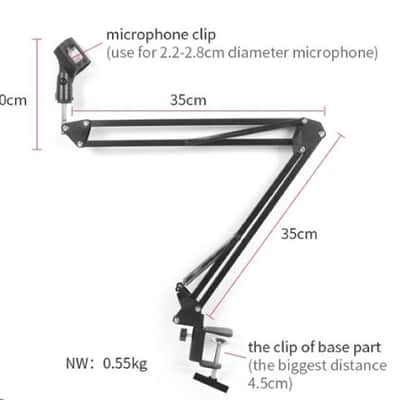 Podcast Mic Boom Arm - Black by Budreau Guitars image 2