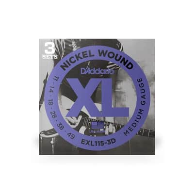 3 Pack, D'Addario XL 11-49 Medium Electric Guitar Strings - EXL115-3D image 2