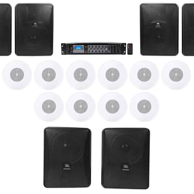JBL Restaurant Kit 6-Zone Amp+6) Foreground Wall+10) Background Ceiling Speakers image 1