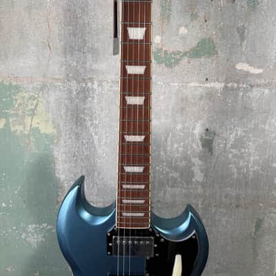 Vintage VS6V-GHB Reissue Series Double Cut with Vibrola Tailpiece - Gun Hill Blue image 5
