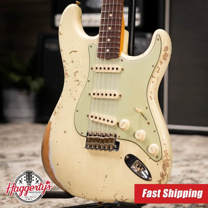 Fender Custom Shop 1962 Stratocaster Heavy Relic Electric Guitar - Vintage White with Hardshell Case image 1