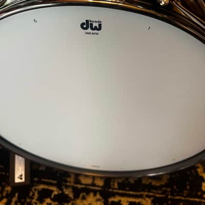 DW Collector's Series Satin Black Over Brass 5.5x14" Snare Drum - Satin Black with Black Nickel Hardware image 6
