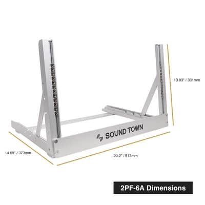2PF-6A | 6U Aluminum 2-Post Desktop Open-Frame Rack for PA, Audio/Video, Network Switches, Routers, Patch Panels, Angle Adjustable image 5