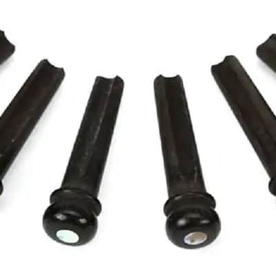 Taylor Acoustic Bridge Pins (6) - EBONY WITH ABALONE DOTS, #7251
