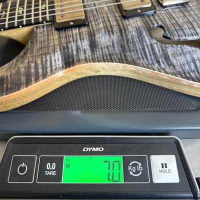 PRS Custom 24 Semi-Hollow Wood Library Flame Maple 10 Top Korina Body/Neck Ebony Fretboard- Charcoal Finish image 11
