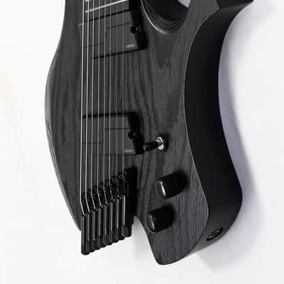 Agile 8 String Multi-Scale Fan Fret Chiral Nirvana 82831 RL MOD SS Flat Black Headless Electric Guitar image 4