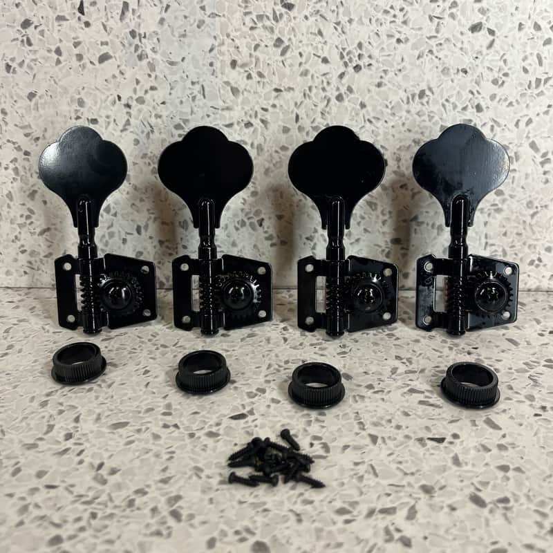 Bass Guitar Tuners Set (4) - Complete Hardware Package - Black image 1