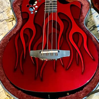 Ovation Nikki Sixx NSB778 Signature Elite 4 String Acoustic Bass Guitar 2009 - Red Flame Top image 1