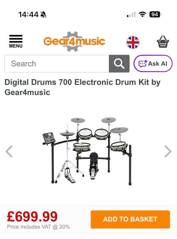 Gear4music DD700 Digital Drum Kit 2026 image 1