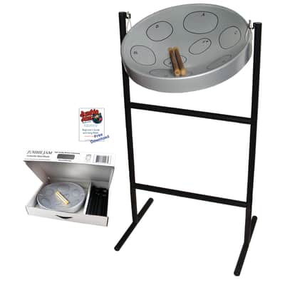 Jumbie Jam Steel Drum Kit Silver Pan w/ Tube Floor Stand image 1