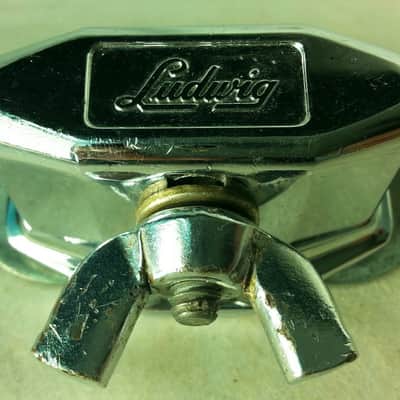 *Ludwig Tom Drum / Bass Spur / Cymbal Arm Mount Vintage Chrome Wing-Nut 60s VG+* image 2