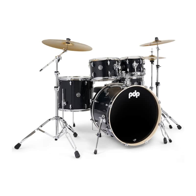 PDP Mainstage 5pc w/HW, Paiste Cym, Throne, Black Sparkle image 1