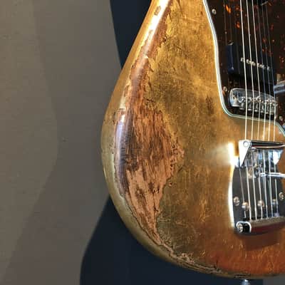 Made to Order - FRANCHIN Neptune guitar Relic Aged METALLIC LEAF (Gold/Silver/Copper) Offset Jazzmaster Style Made in Italy image 8