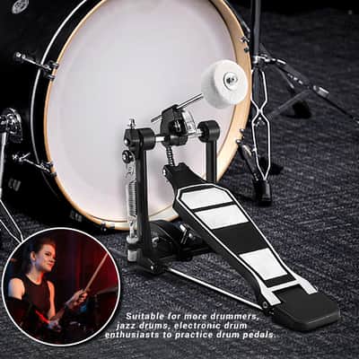 Single Kick Bass Drum Pedal, Kick Drum Pedal Come With Classic Felt Beater Stick & Key For Foot Percussion Set Instrument, Single-Chain Heavy-Duty For Beginner & Pro Drummers image 4