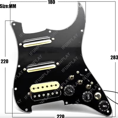 White HSS Guitar Stratocaster Strat Style Pickguard with Red Pickups image 4