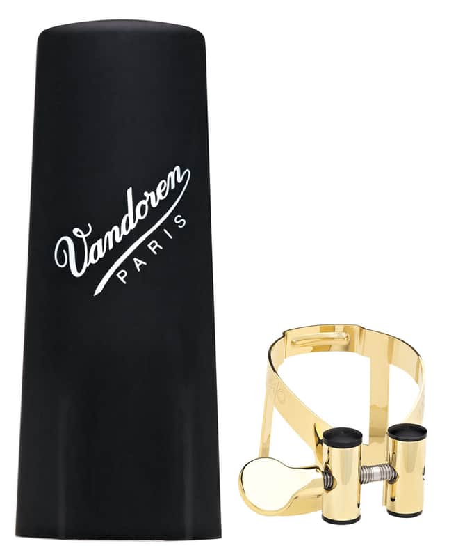 Vandoren LC51GP M/O Series Gold-Plated Bb Clarinet Ligature and Plastic Cap image 1