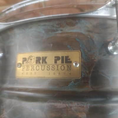 Pork Pie 6.5" x 13" Snare Drum Brass Patina 2008 Model #17814 Signed image 2