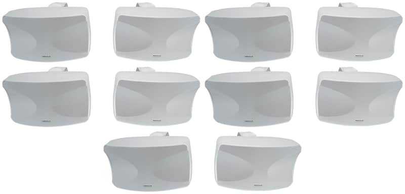 10) Rockville WET-44 PRO Dual 4" 4-Way Swivel 70V Commercial Speakers in White image 1