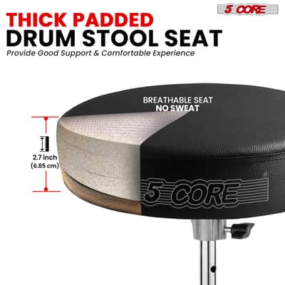 5 Core Drum Throne 3" Padded Drum Seat Height Adjustable Drumming Chair for Practice and Performance image 2