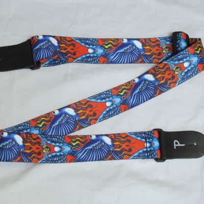 PERRI's Tattoo Johnny DOVES and FLAMES polyester Guitar strap - NEW image 1