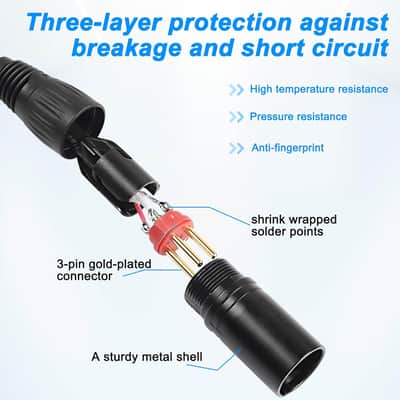 D-Type Xlr Male Panel Mount To Xlr Female Connector Pass Through Cable,3 Pin Mic Xlr Feed/Pass Thru Converter Compatible With Microphone - 30Cm/11.8Inch 1 Pcs image 6