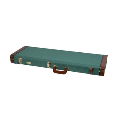 Crossrock Master Series - Wooden Telecaster&Stratocaster Electric Guitar Case - Security Lock, Genuine Leather Handle, Reinforced Hardware, Metal Feet, Storage Space- Malachite Blue Tweed image 1