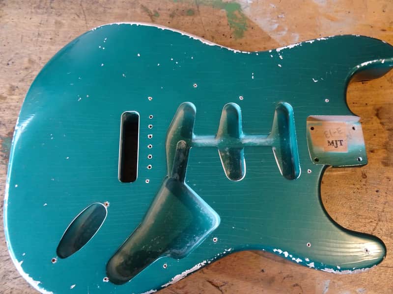 MJT STRATOCASTER RELIC BODY NITRO FINISHED IN SHERWOOD GREEN AGED 2022 image 1