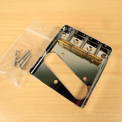 Telecaster Vintage Style Chrome 3 Brass Saddle Bridge For Tele Electric Guitar image 1