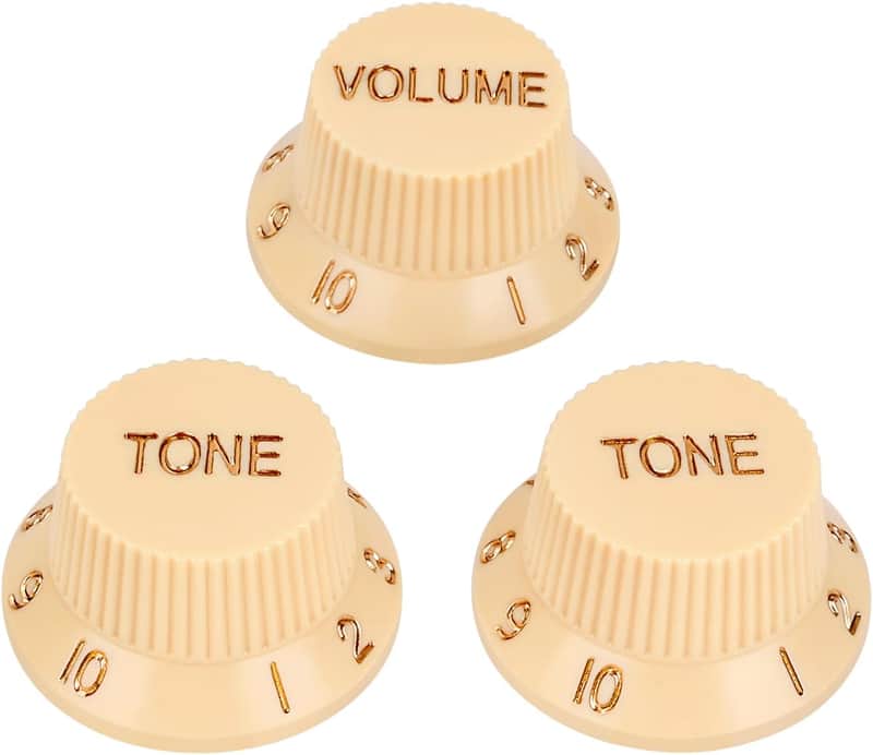 18-Spline Electric Guitar Control Knobs 2 Tone and 1 Volume Knobs Metric 6mm (15/64") Speed Knobs Top Hat for Squier Strat ST Electric Guitars Pack of 3 JT/XN-04 Light Cream image 1