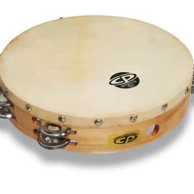 Latin Percussion CP380 CP 10" Double-Row Wood Tambourine with Head - Natural image 1
