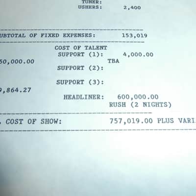 PRICE DROP! 1990 Signed Rush Concert Contract! Geddy Lee, Neil Peart, Alex Lifeson! RARE! image 6