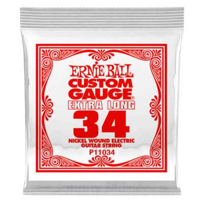 .034 Extra Long Custom Gauge Electric Guitar Single String Ni-Plated Wound On Tn-Pltd Steel Hex Core image 1